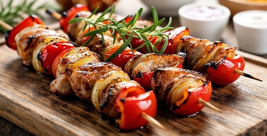 Куриный шашлык с овощами